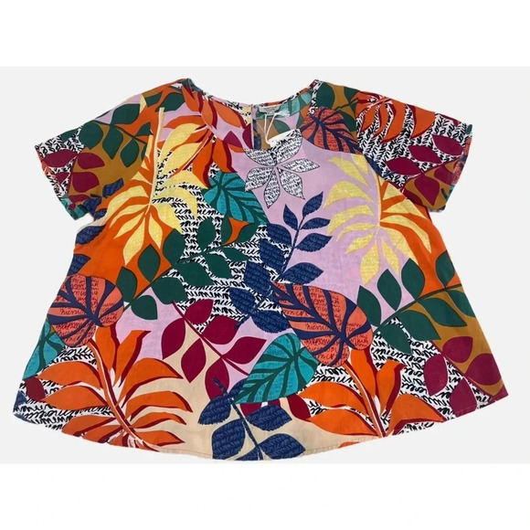 Orientique Naturally Australian Top Women’s 2X Barbeyrolles Print Short Sleeve - Picture 1 of 15